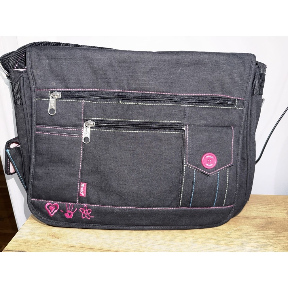 Vintage Y2K 2000's MUDD Denim Studded Crossbody Messenger Laptop Bag P